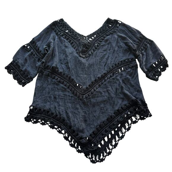Womens Cover Up 3XL Black Beach Pool Boho Fringe Biker Goth Flowy Whimsigoth - Picture 1 of 6